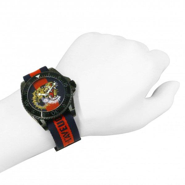 Gucci Dive Tiger Blue and Red Dial Blue Red Blue Nylon Strap Watch For Men - YA136215 Buy Now By Gucci