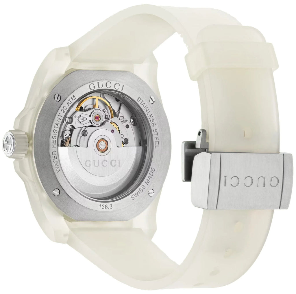 Gucci Dive Automatic White Dial White Rubber Strap Unisex Watch - YA136342 Buy Now By Gucci