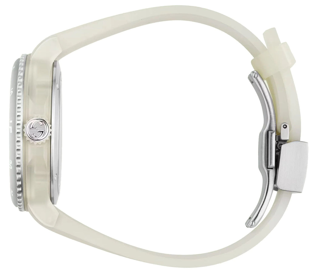 Gucci Dive Automatic White Dial White Rubber Strap Unisex Watch - YA136342 Buy Now By Gucci