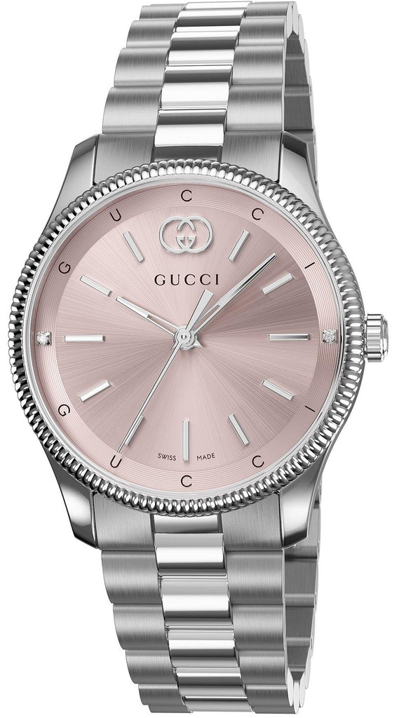 Gucci G Timeless Quartz Pink Dial Silver Steel Strap Watch for Women - YA1265061 Buy Now By Gucci