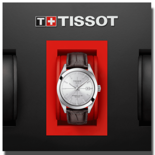 Tissot Gentleman Powermatic 80 Silicium Silver Dial Brown Leather Strap Watch For Men - T127.407.16.031.01 Buy Now By Tissot
