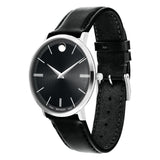 Movado Ultra Slim Black Dial Black Leather Strap Watch For Men - 0607086 Buy Now By Movado