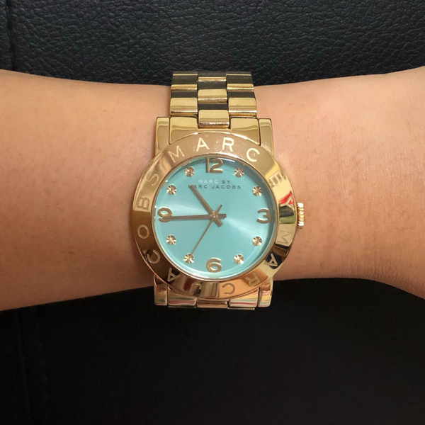 Marc Jacobs Amy Blue Dial Gold Steel Strap Watch for Women - MBM3301 Buy Now By Marc Jacobs