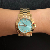 Marc Jacobs Amy Blue Dial Gold Steel Strap Watch for Women - MBM3301 Buy Now By Marc Jacobs