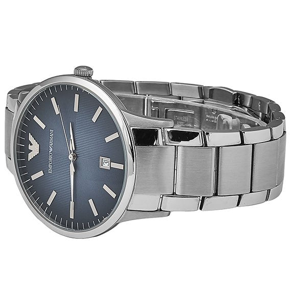 Emporio Armani Renato Blue Dial Silver Steel Strap Watch For Men - AR2472 Buy Now By Emporio Armani