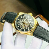 Fossil Everett Automatic Skeleton Black Dial Black Leather Strap Watch for Men - ME3208 Buy Now By Fossil