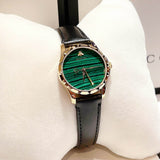 Gucci Le Marche Des Merveilles Quartz Green Dial Black Leather Strap Watch For Women - YA126463 Buy Now By Gucci