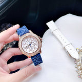 Guess Crown Jewel Diamonds White Dial Blue Rubber Strap Watch for Women - GW0411L2 Buy Now By Guess