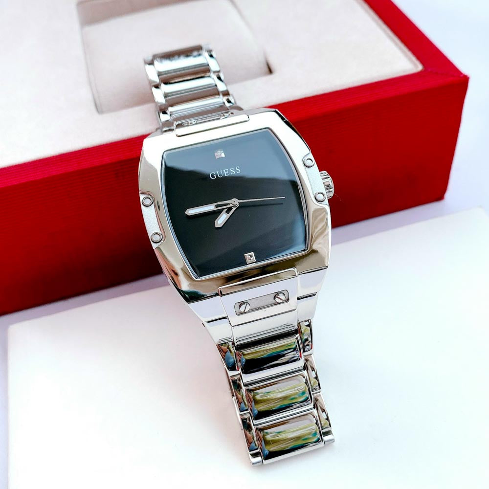 Guess Phoenix Black Dial Silver Steel Strap Watch for Men - GW0387G1 Buy Now By Guess