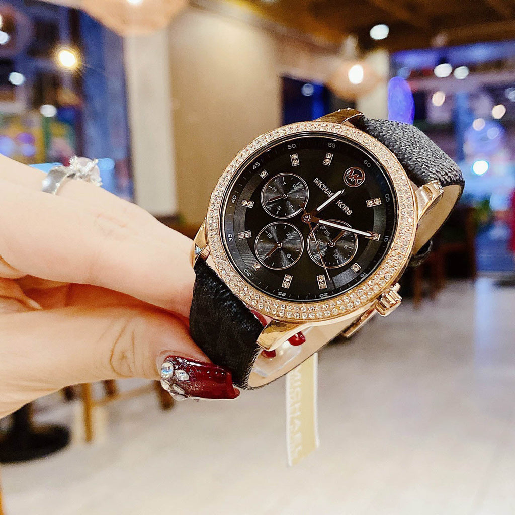 Michael Kors Tibby Multifunction Black Dial Black Leather Strap Watch For Women - MK6968 Buy Now By Michael Kors