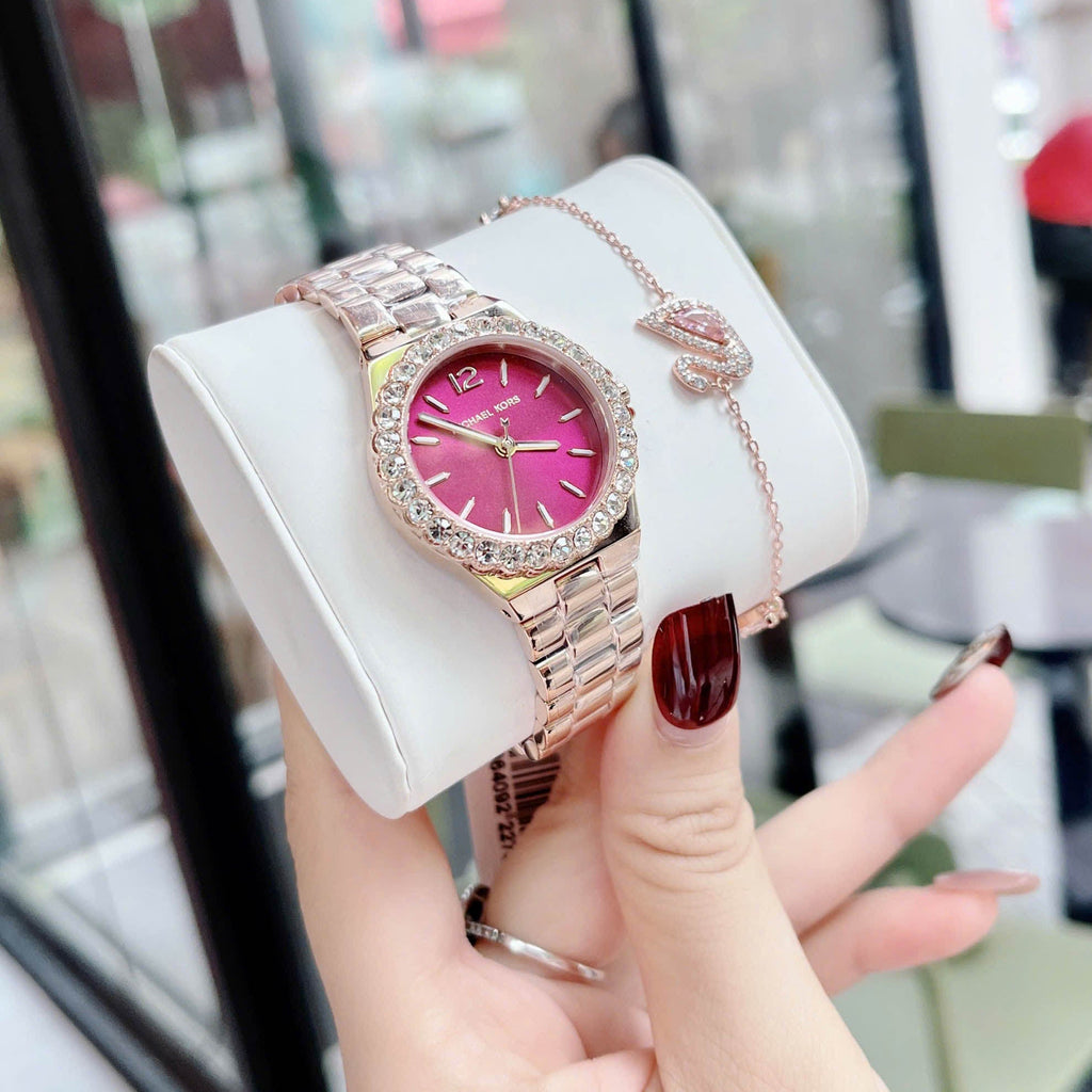 Michael Kors Lennox Analog Pink Dial Rose Gold Steel Strap Watch For Women - MK7396 Buy Now By Michael Kors