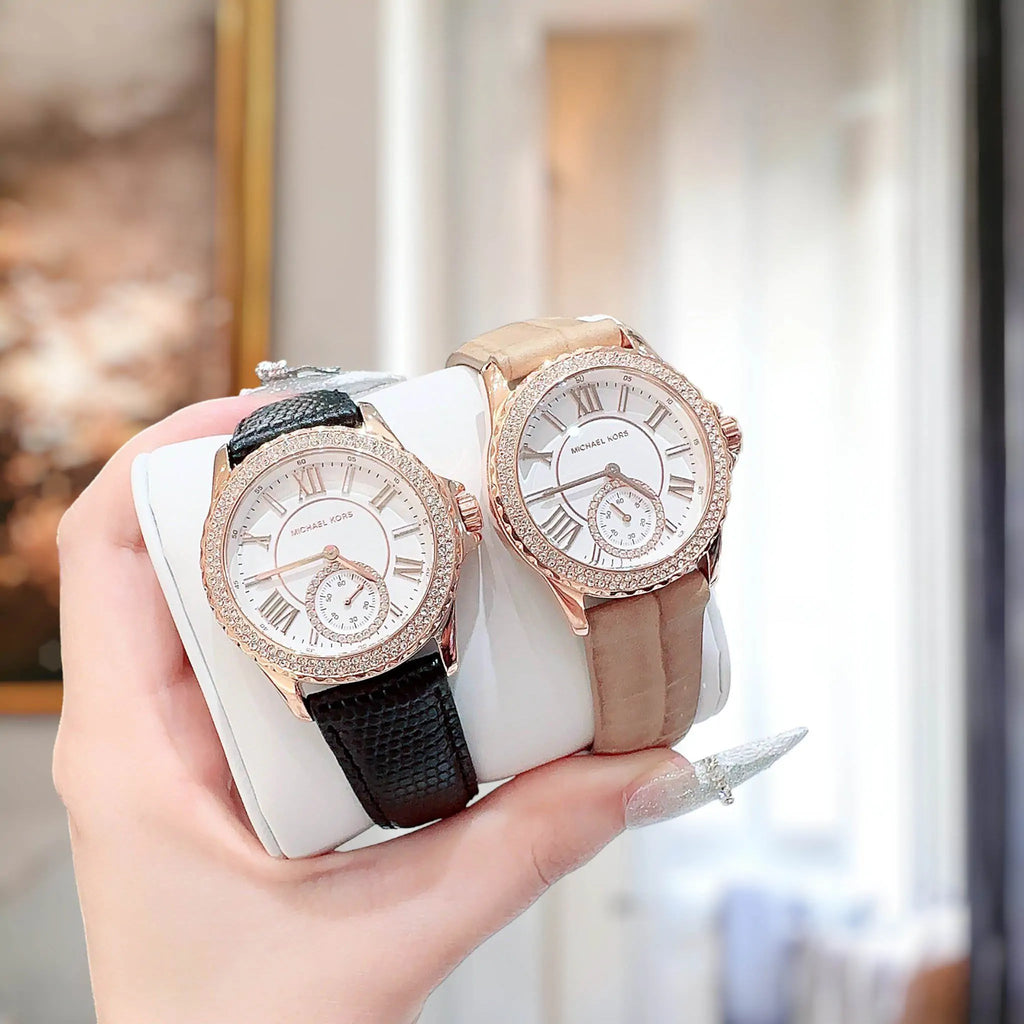 Michael Kors Mini Everest Crystals White Dial Brown Leather Strap Watch for Women - MK4719 Buy Now By Michael Kors