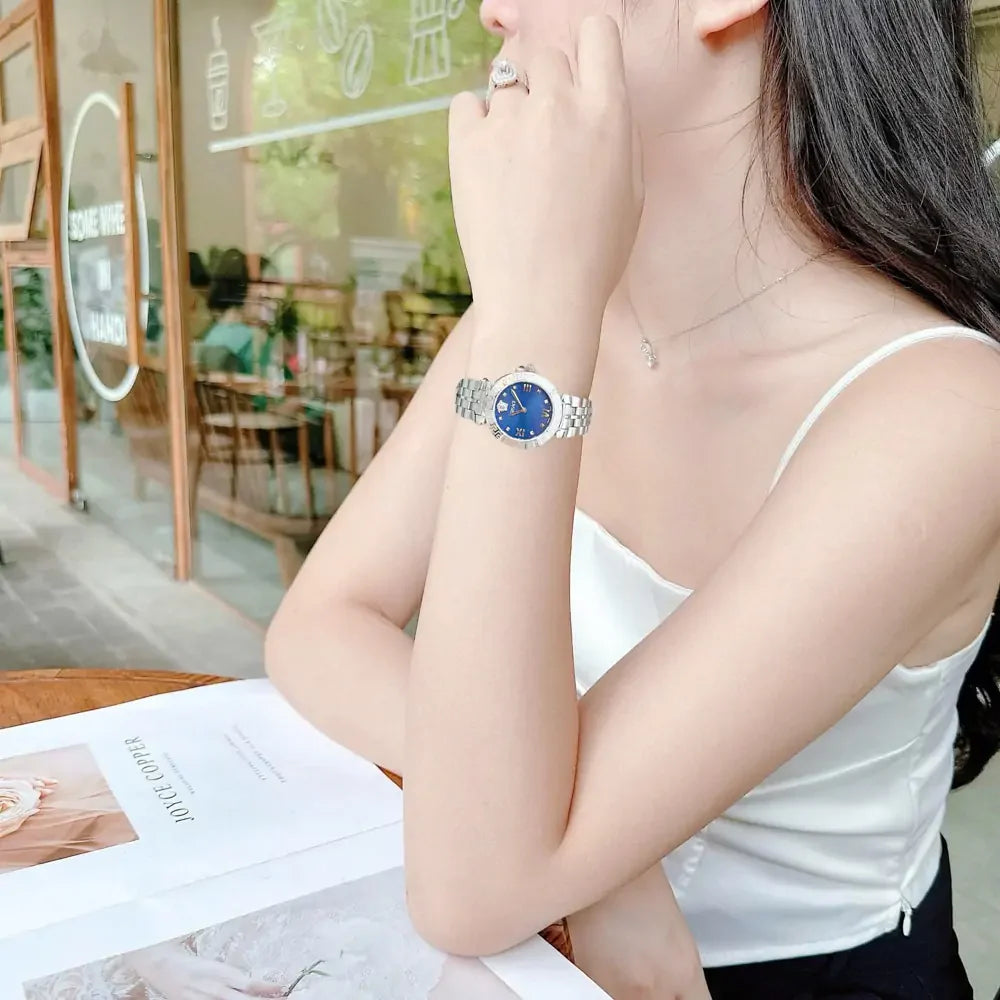 Versace Daphnis Analog Blue Dial Silver Steel Strap Watch for Women - VEOCA0124 Buy Now By Versace