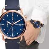 Fossil The Commuter Blue Dial Blue Leather Strap Watch for Men - FS5404 Buy Now By Fossil