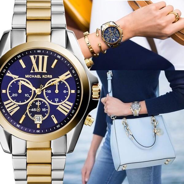 Michael Kors Bradshaw Blue Dial Two Tone Steel Strap Watch for Women - MK5976 Buy Now By Michael Kors