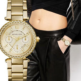 Michael Kors Parker White Dial Gold Steel Strap Watch for Women - MK6056 Buy Now By Michael Kors