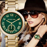 Michael Kors Skylar Green Dial Gold Steel Strap Watch for Women - MK6065 Buy Now By Michael Kors