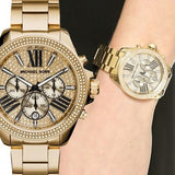 Michael Kors Wren Chronograph Crystal Pave Gold Dial Gold Steel Strap Watch for Women - MK6095 Buy Now By Michael Kors
