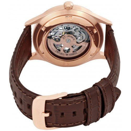 Emporio Armani Meccanico White Dial Brown Leather Strap Watch For Men - AR1920 Buy Now By Emporio Armani