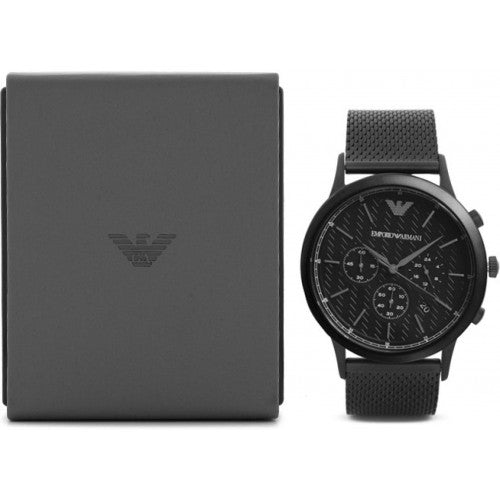 Emporio Armani Renato Chronograph Black Dial Black Mesh Bracelet Watch For Men - AR2498 Buy Now By Emporio Armani