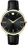Movado Ultra Slim Black Dial Black Leather Strap Watch For Men - 0607087 Buy Now By Movado