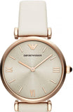 Emporio Armani Gianni T Bar Light Brown Dial White Leather Strap Watch For Women - AR1769 Buy Now By Emporio Armani
