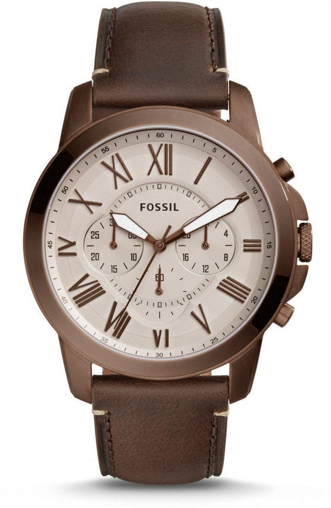 Fossil Grant Chronograph White Dial Brown Leather Strap Watch for Men - FS5344 Buy Now By Fossil