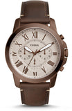 Fossil Grant Chronograph White Dial Brown Leather Strap Watch for Men - FS5344 Buy Now By Fossil