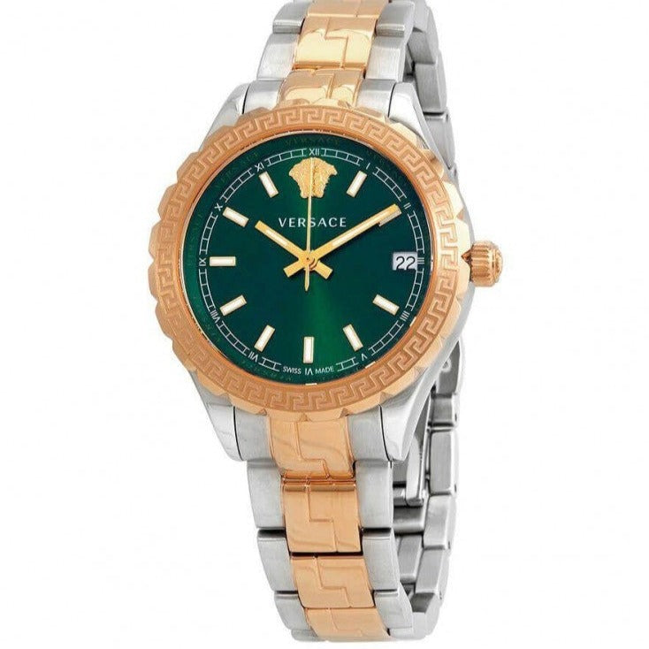 Versace Hellenyium Green Dial Two Tone Steel Strap Watch for Women - V12050015 Buy Now By Versace