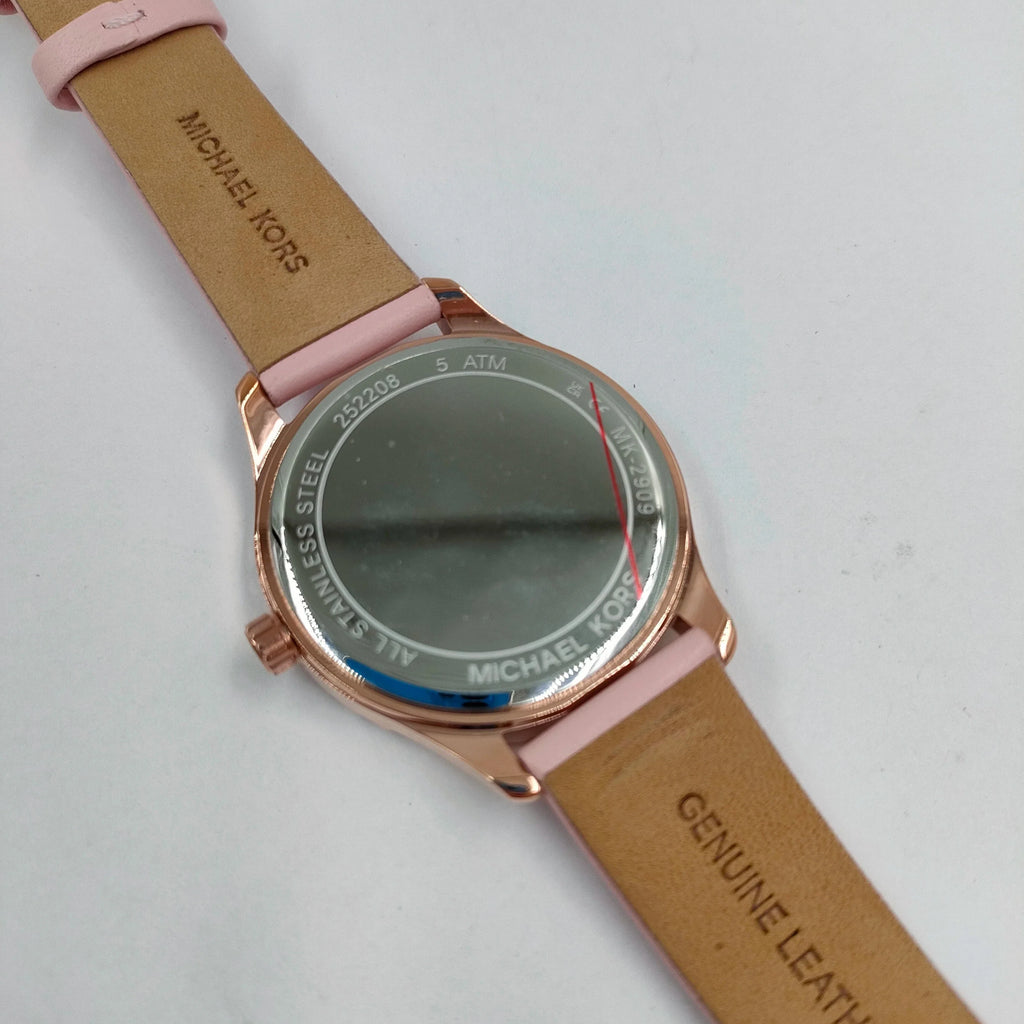 Michael Kors Layton Three-Hand White Dial Pink Leather Strap Watch for Women - MK2909 Buy Now By Michael Kors