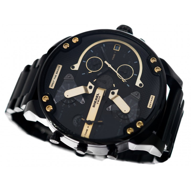 Diesel Mr. Daddy 2.0 Chronograph Black Dial Black Steel Strap Watch For Men - DZ7435 Buy Now By Diesel