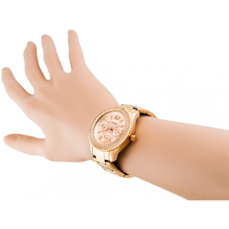 Fossil Stella Rose Gold Dial Rose Gold Steel Strap Watch for Women - ES3590 Buy Now By Fossil