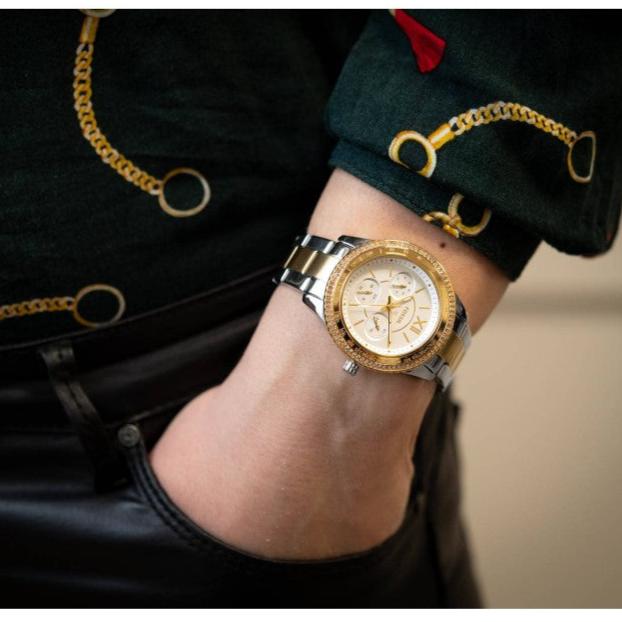 Fossil Stella Sport Multifunction Silver Dial Two Tone Steel Strap Watch for Women - ES5107 Buy Now By Fossil