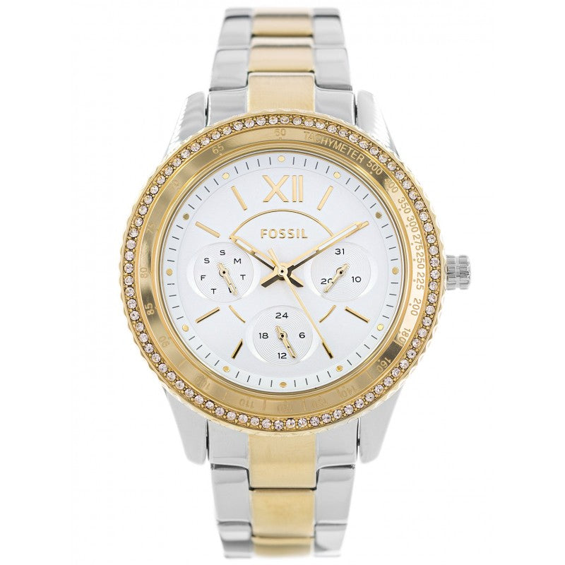 Fossil Stella Sport Multifunction Silver Dial Two Tone Steel Strap Watch for Women - ES5107 Buy Now By Fossil