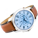 Fossil Grant Chronograph Blue Dial Brown Leather Strap Watch for Men - FS5184 Buy Now By Fossil