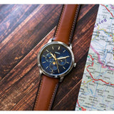 Fossil Neutra Minimalist Moonphase Blue Dial Brown Leather Strap Watch for Men - FS5903 Buy Now By Fossil