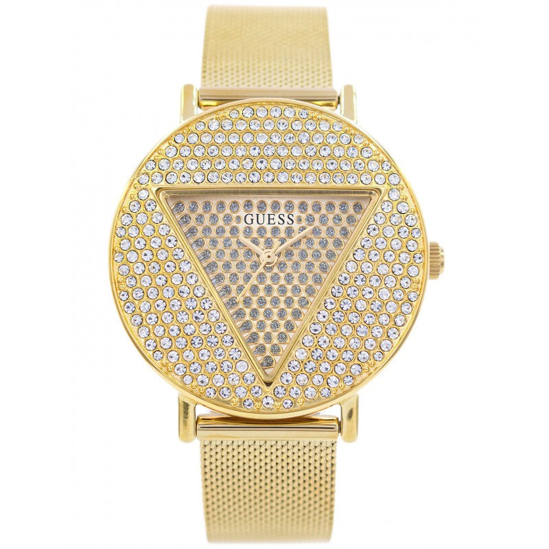 Guess Iconic Diamonds Gold Dial Gold Mesh Bracelet Watch For Women - GW0477L2 Buy Now By Guess