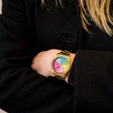 Guess Confetti Chronograph Rainbow Dial Gold Steel Strap Watch For Women - GW0483L4 Buy Now By Guess