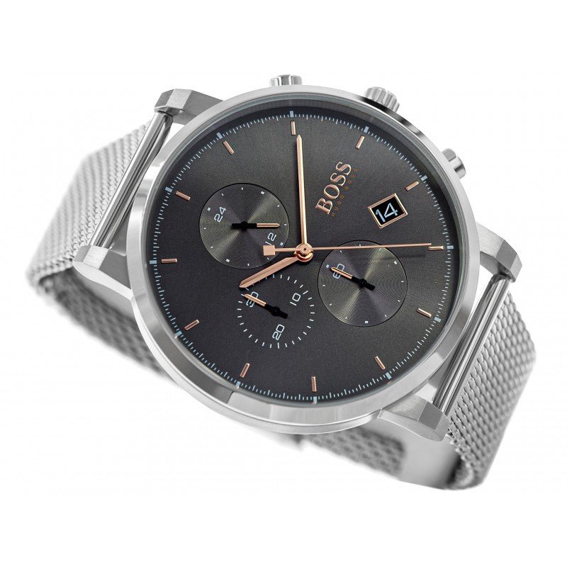 Hugo Boss Integrity Grey Dial Silver Mesh Bracelet Watch for Men - 1513807 Buy Now By Hugo Boss