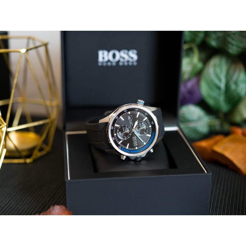 Hugo Boss Globetrotter Black Dial Black Silicone Strap Watch for Men - 1513820 Buy Now By Hugo Boss