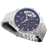 Tommy Hilfiger Baker Quartz Blue Dial Silver Steel Strap Watch For Men - 1710448 Buy Now By Tommy Hilfiger