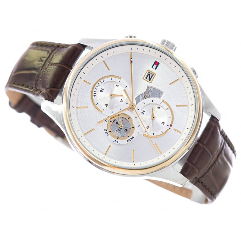 Tommy Hilfiger Weston Chronograph Silver Dial Brown Leather Strap Watch For Men - 1710501 Buy Now By Tommy Hilfiger