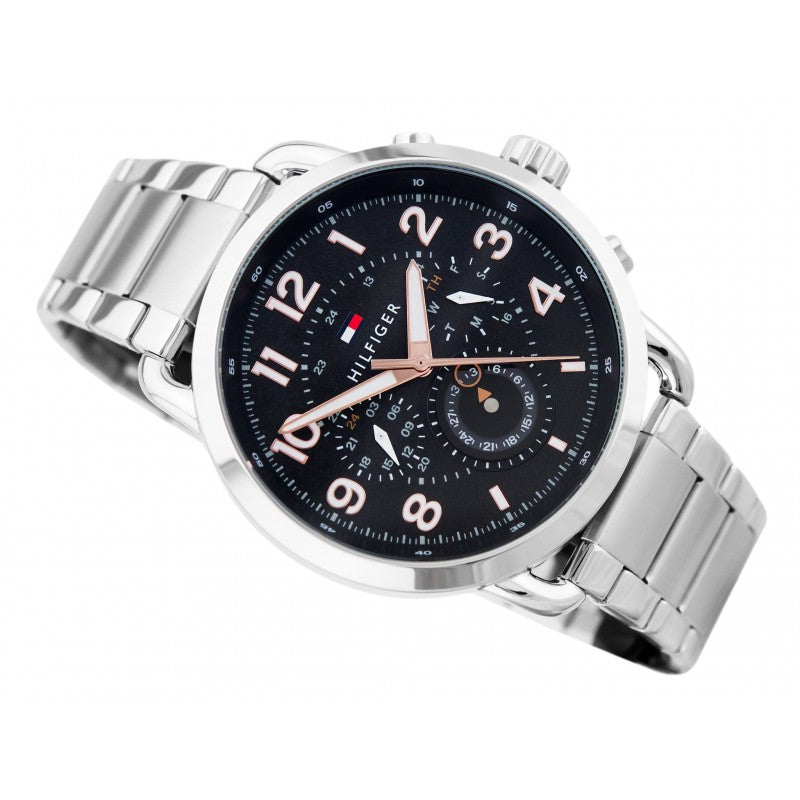 Tommy Hilfiger Briggs Chronograph Black Dial Silver Steel Strap Watch for Men - 1791422 Buy Now By Tommy Hilfiger