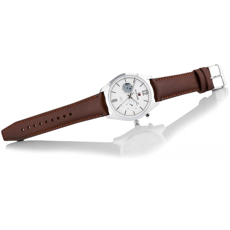 Tommy Hilfiger Deacon White Dial Brown Leather Strap Watch for Men - 1791550 Buy Now By Tommy Hilfiger