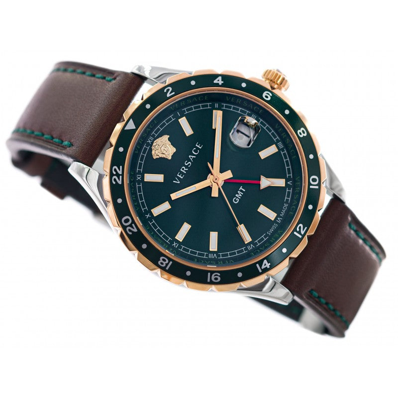 Versace Hellenyium Green Dial Brown Leather Strap Watch for Men - V11090017 Buy Now By Versace