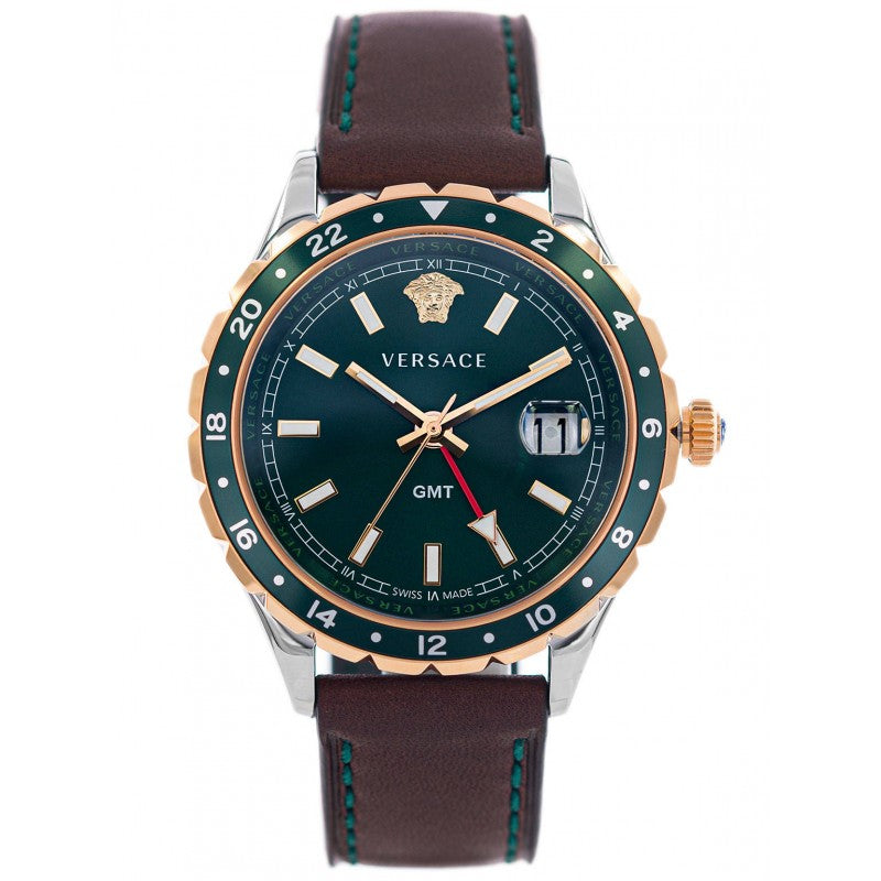 Versace Hellenyium Green Dial Brown Leather Strap Watch for Men - V11090017 Buy Now By Versace