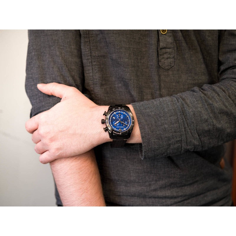 Versace V-Ray Chronograph Quartz Blue Dial Black Steel Strap Watch For Men - VE2I00521 Buy Now By Versace