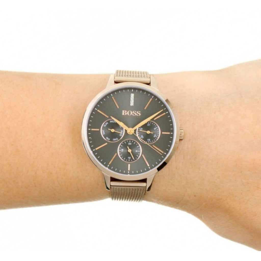 Hugo Boss Symphony Grey Dial Gold Mesh Bracelet Watch for Women - 1502424 Buy Now By Hugo Boss