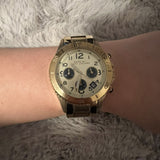 Marc Jacobs Rock Metal Chronograph Gold Dial Gold Steel Strap Watch for Men - MBM3158 Buy Now By Marc Jacobs