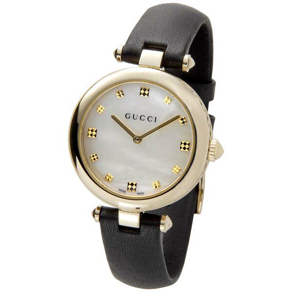 Gucci Diamantissima Quartz Mother of Pearl Dial Black Leather Strap Watch for Women - YA141404 Buy Now By Gucci